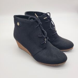 Dr Scholl's Wedge Black Ankle Boots Conquer Booties Shoes Women's Size 7